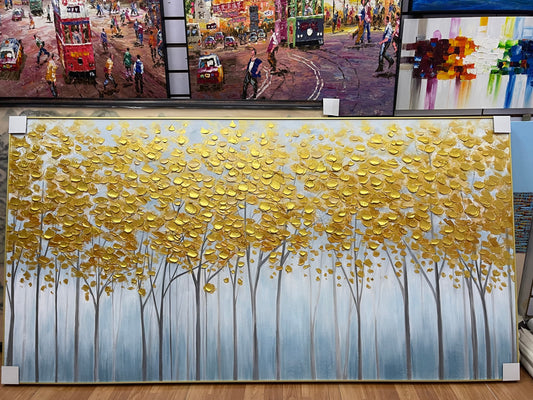 Quiet Gold Forest Oil Painting