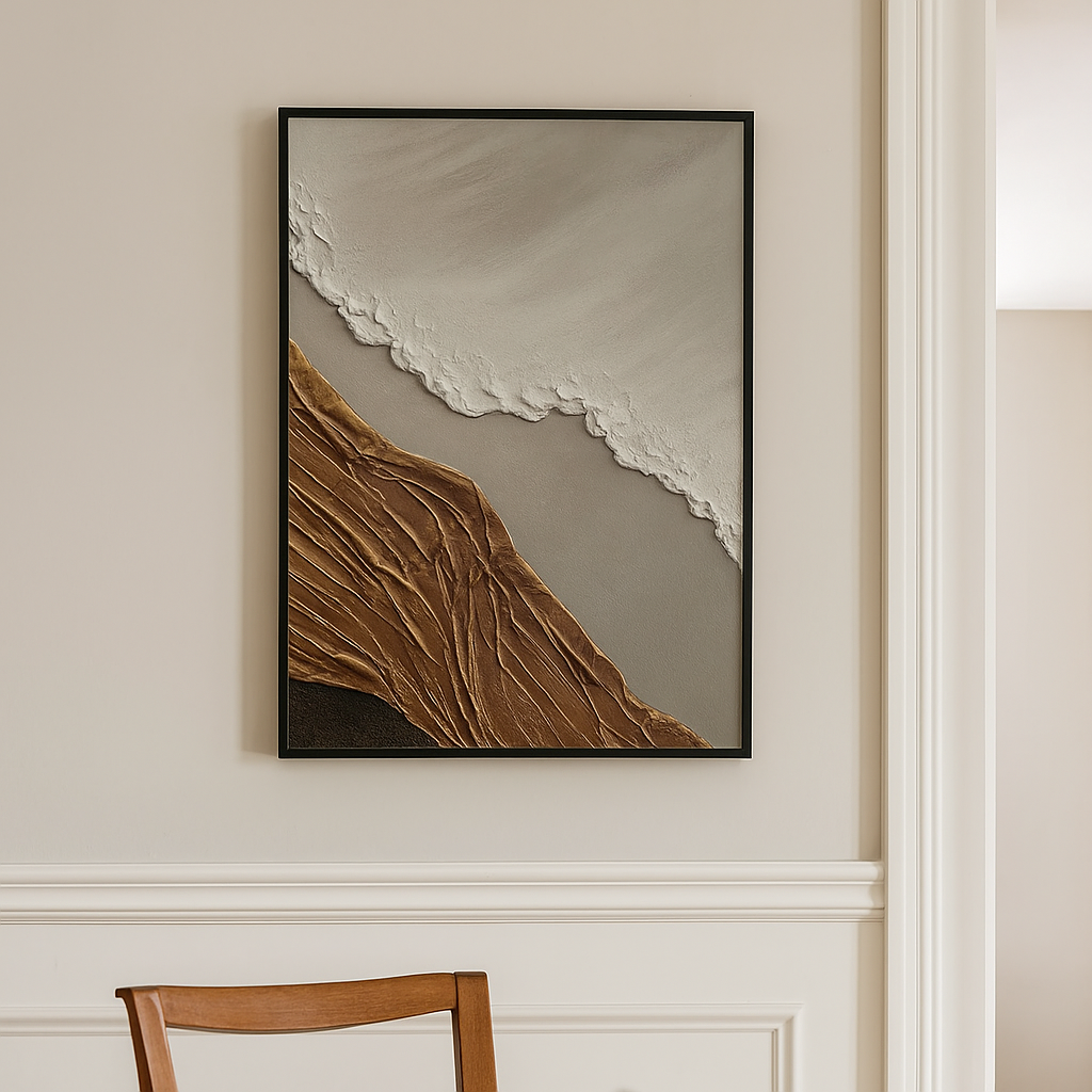 Textured Brown Wave Oil Painting