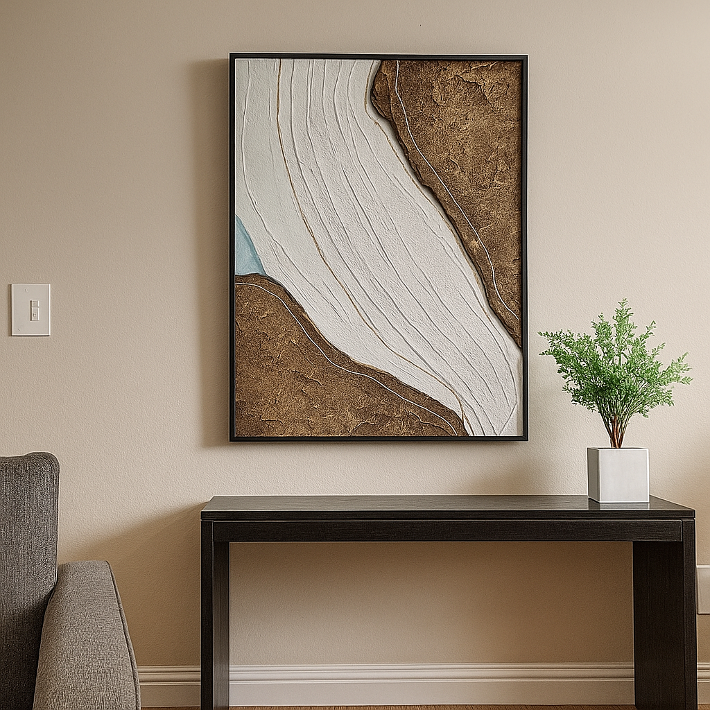 Abstract Brown Wave Oil Painting