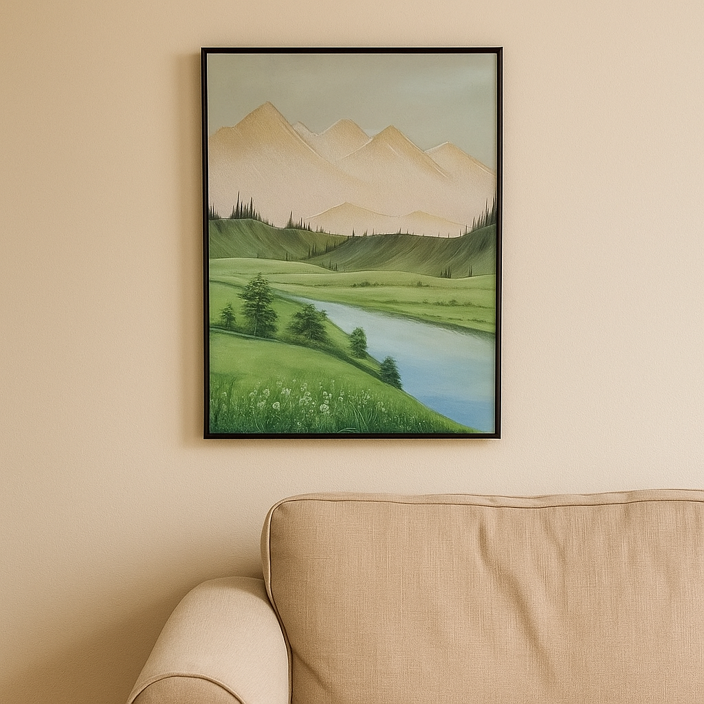 Mountain & Lake Oil Painting