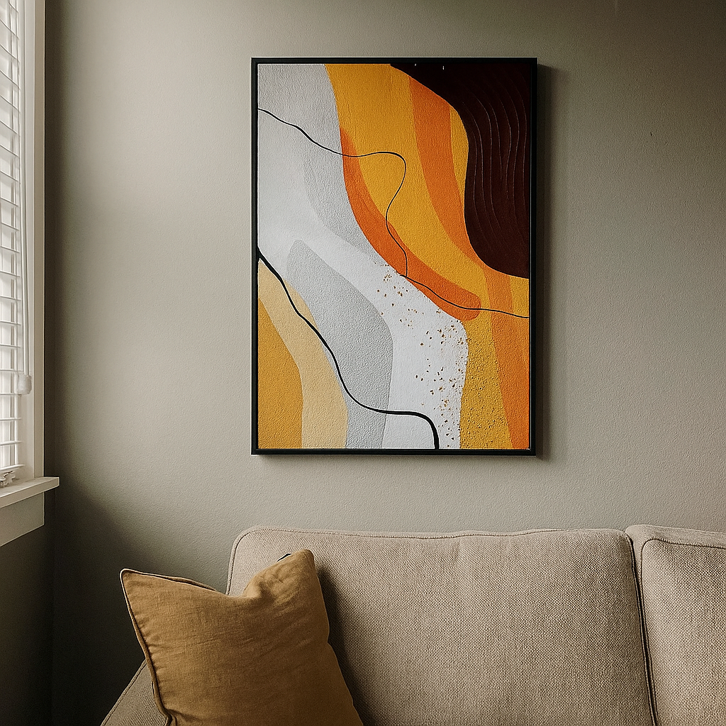 Abstract Orange Oil Painting