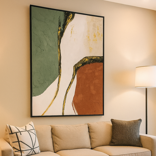 Abstract Gold Foil Oil Painting