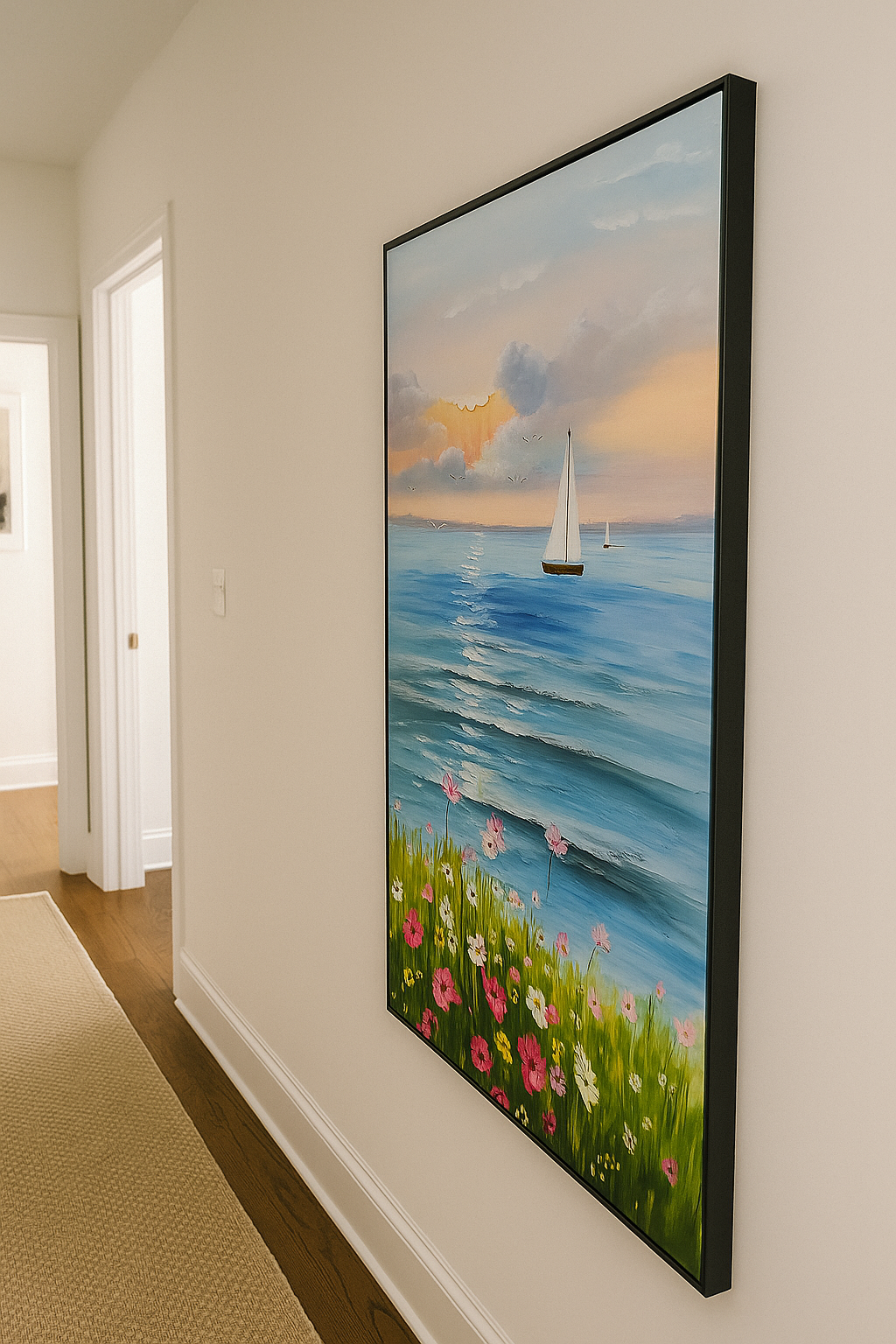 Lake Boat Oil Painting