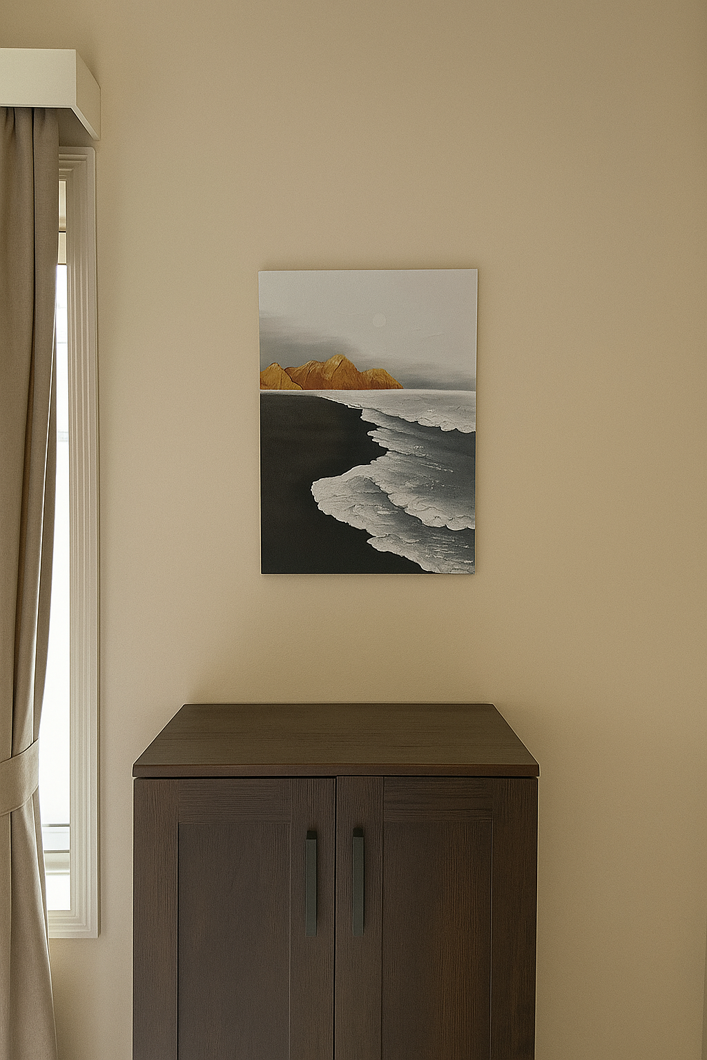 Dark Beach Oil Painting