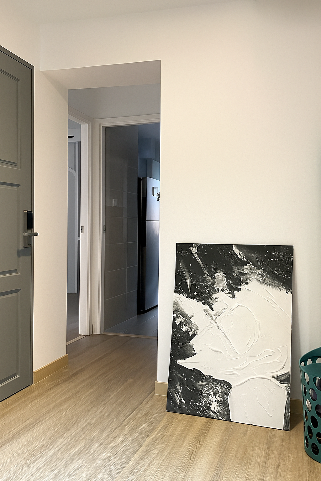 Abstract Black & White Oil Painting