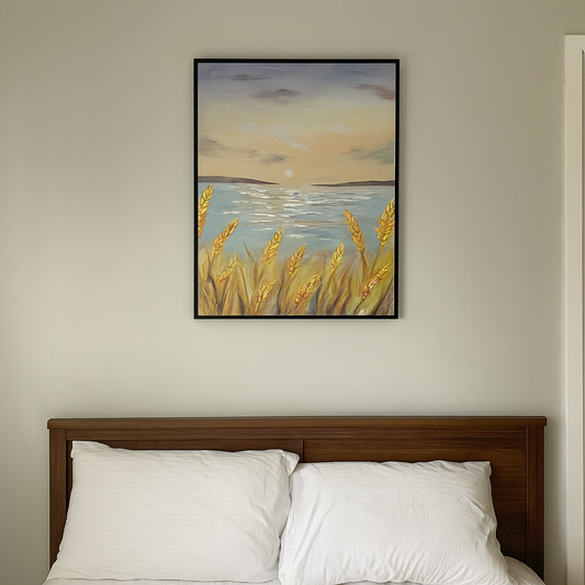 Sunset Pampas Grass Oil Painting