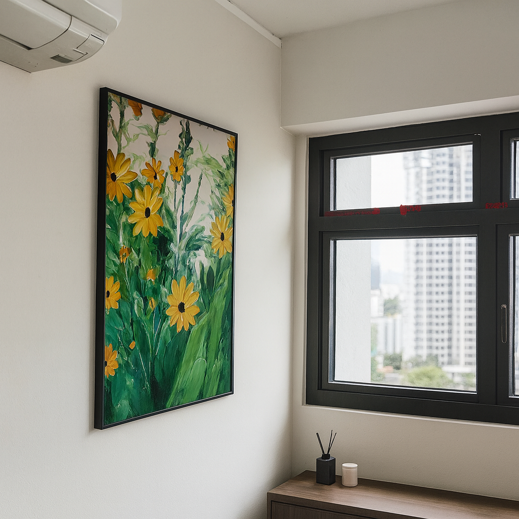 Yellow Flowers & Leaves Oil Painting