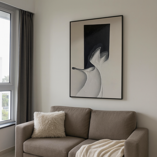 Black Geometric Oil Painting