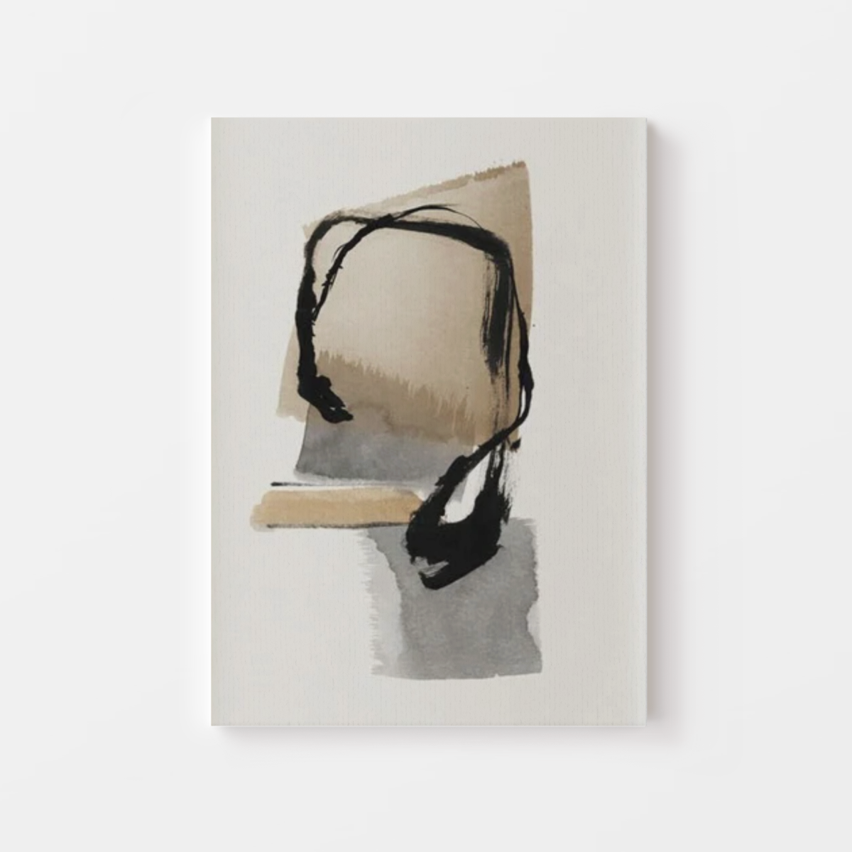 Beige Brown & Black Strokes Canvas