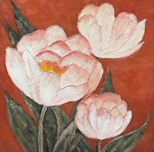Textured Tulip Flower Oil Painting (Ready Stock)