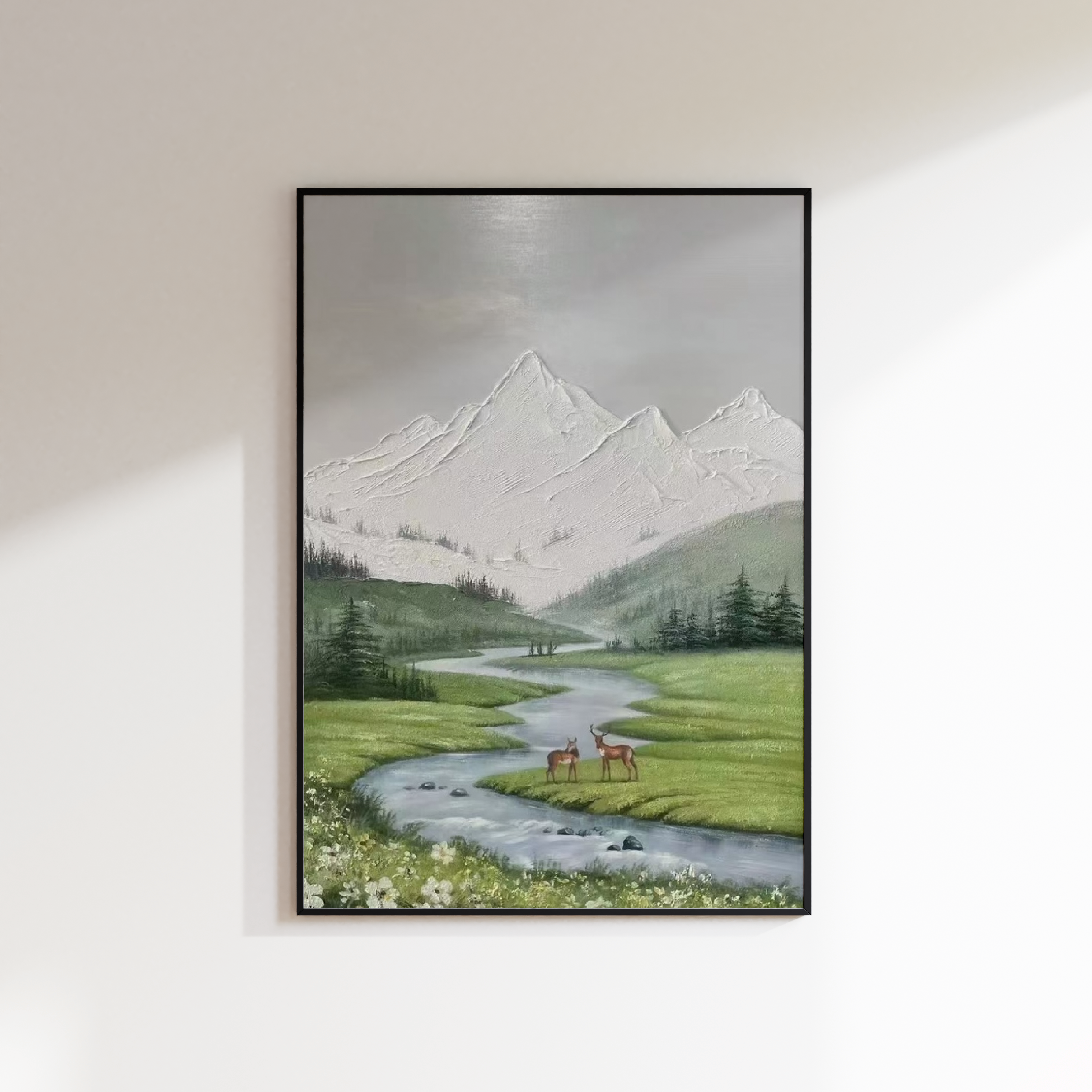Mountain Deer Oil Painting – Cosy Home Space