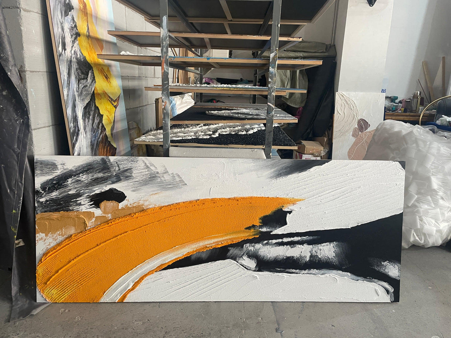 Abstract Textured Orange Oil Painting