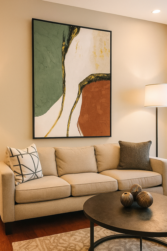 Abstract Gold Foil Oil Painting