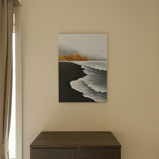 Dark Beach Oil Painting