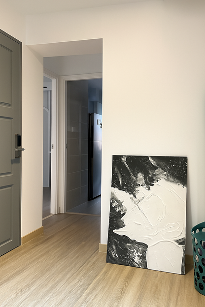 Abstract Black & White Oil Painting