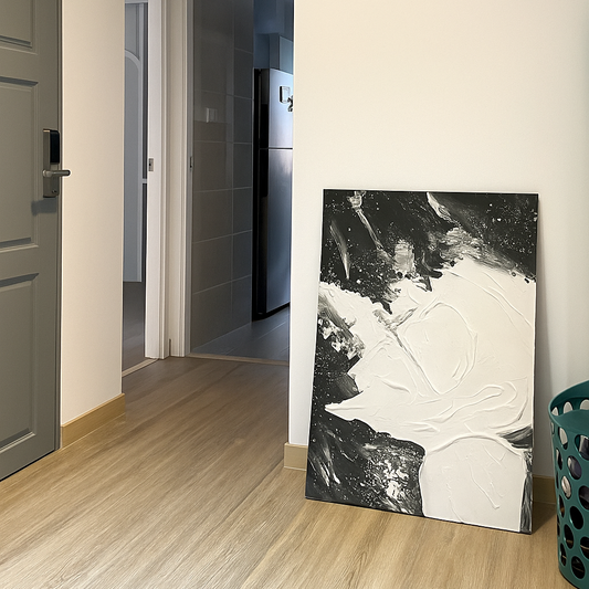 Abstract Black & White Oil Painting