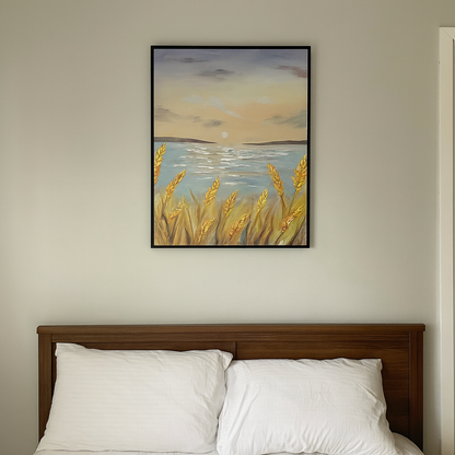 Sunset Pampas Grass Oil Painting