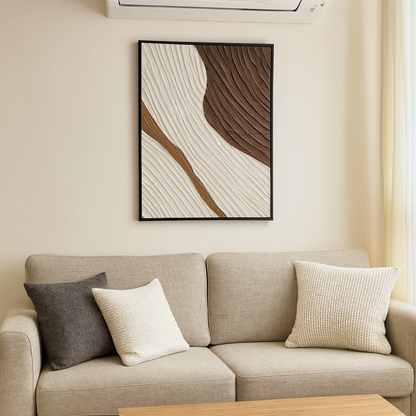 Textured Off White & Brown Oil Painting