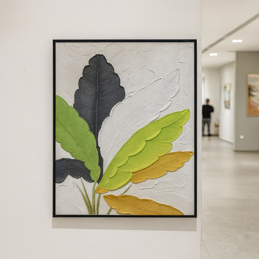 Textured Bright Leaves Oil Painting