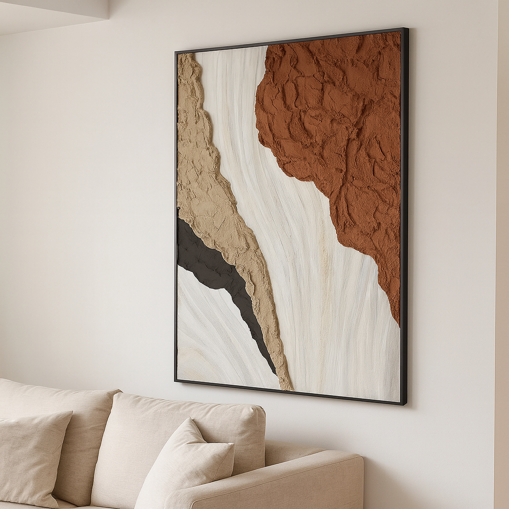 Textured Brown Spiral Oil Painting