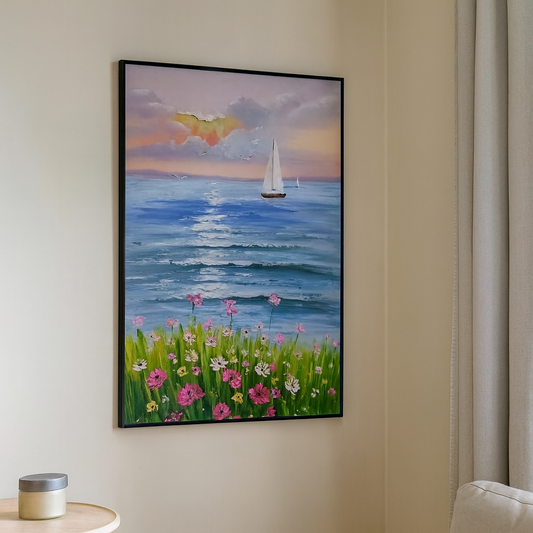 Lake Boat Oil Painting