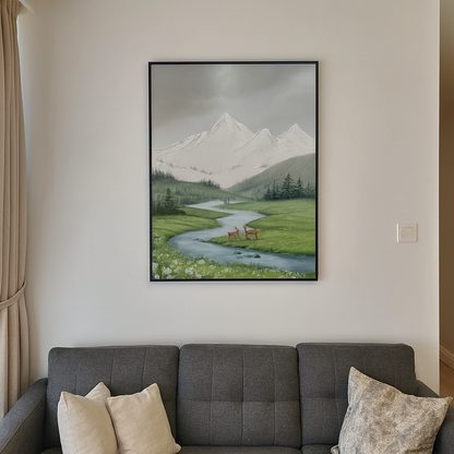 Mountain Deer Oil Painting