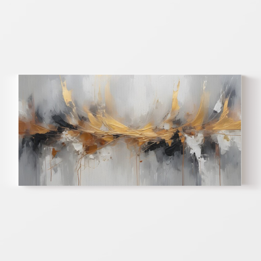 Abstract Gold & Gray Large Canvas