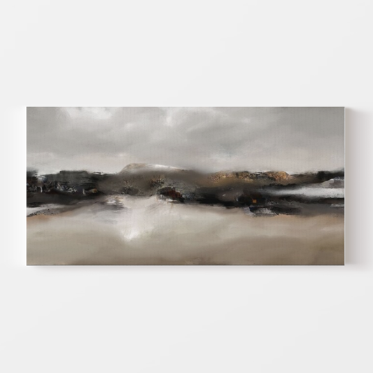Beige & Black Panoramic Large Canvas