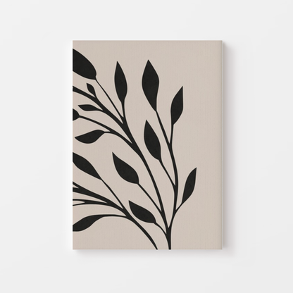Monochrome Leaf Whisper Canvas