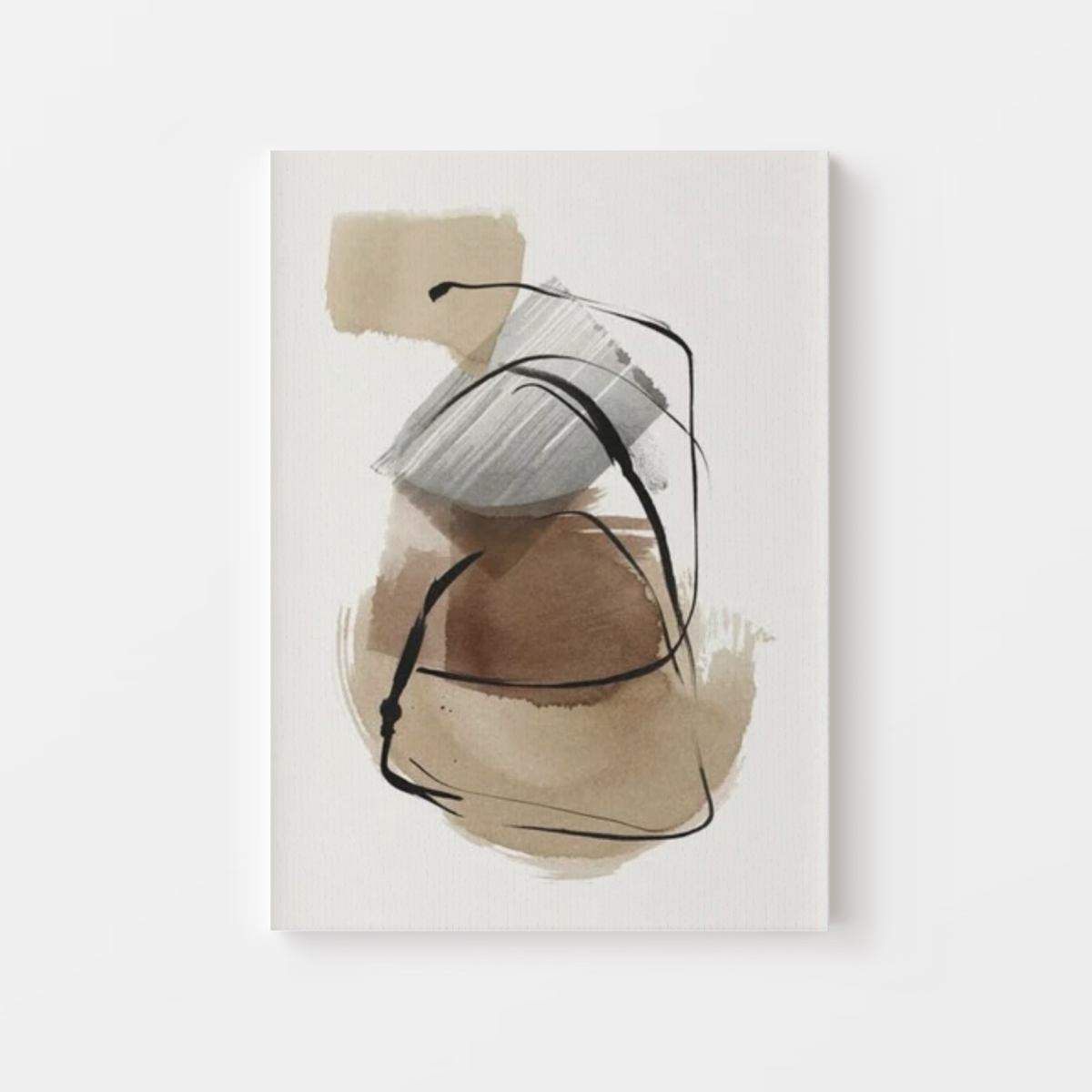 Beige Brown & Black Strokes Canvas