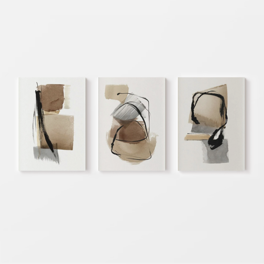 Beige Brown & Black Strokes Canvas