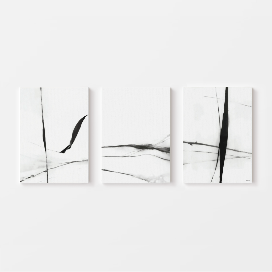 Abstract Black and White Line Canvas