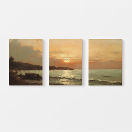 Tranquil Sunset Over Ocean Waves Canvas
