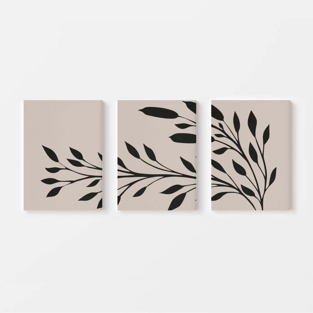 Monochrome Leaf Whisper Canvas