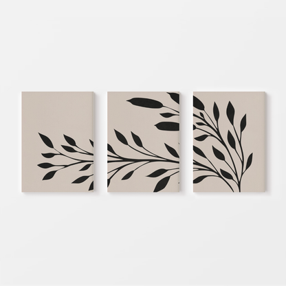Monochrome Leaf Whisper Canvas