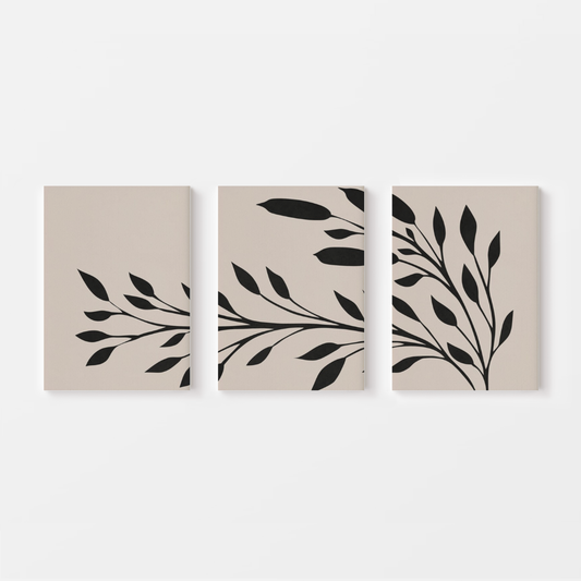 Monochrome Leaf Whisper Canvas