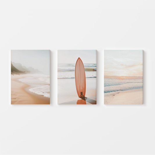 Boho Coastal Sunset Surf Canvas
